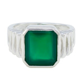 Angel Green Solitaire Gemstone Ring in Silver Green Onyx Green